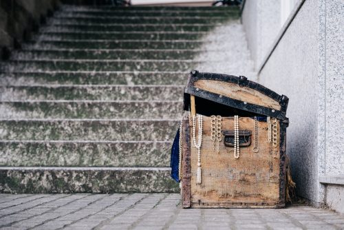 An old wooden treasure chest